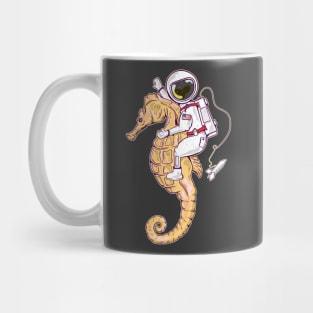Astronaut riding a seahorse in space Mug